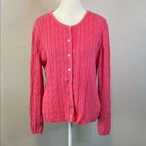 Pierre Cardin Cotton Cableknit Cardigan Pink Size Medium